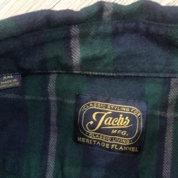 JACHS Heavy Plaid Flannel Green & Navy Blue Shirt/Jacket size XXL - Picture 6 of 10